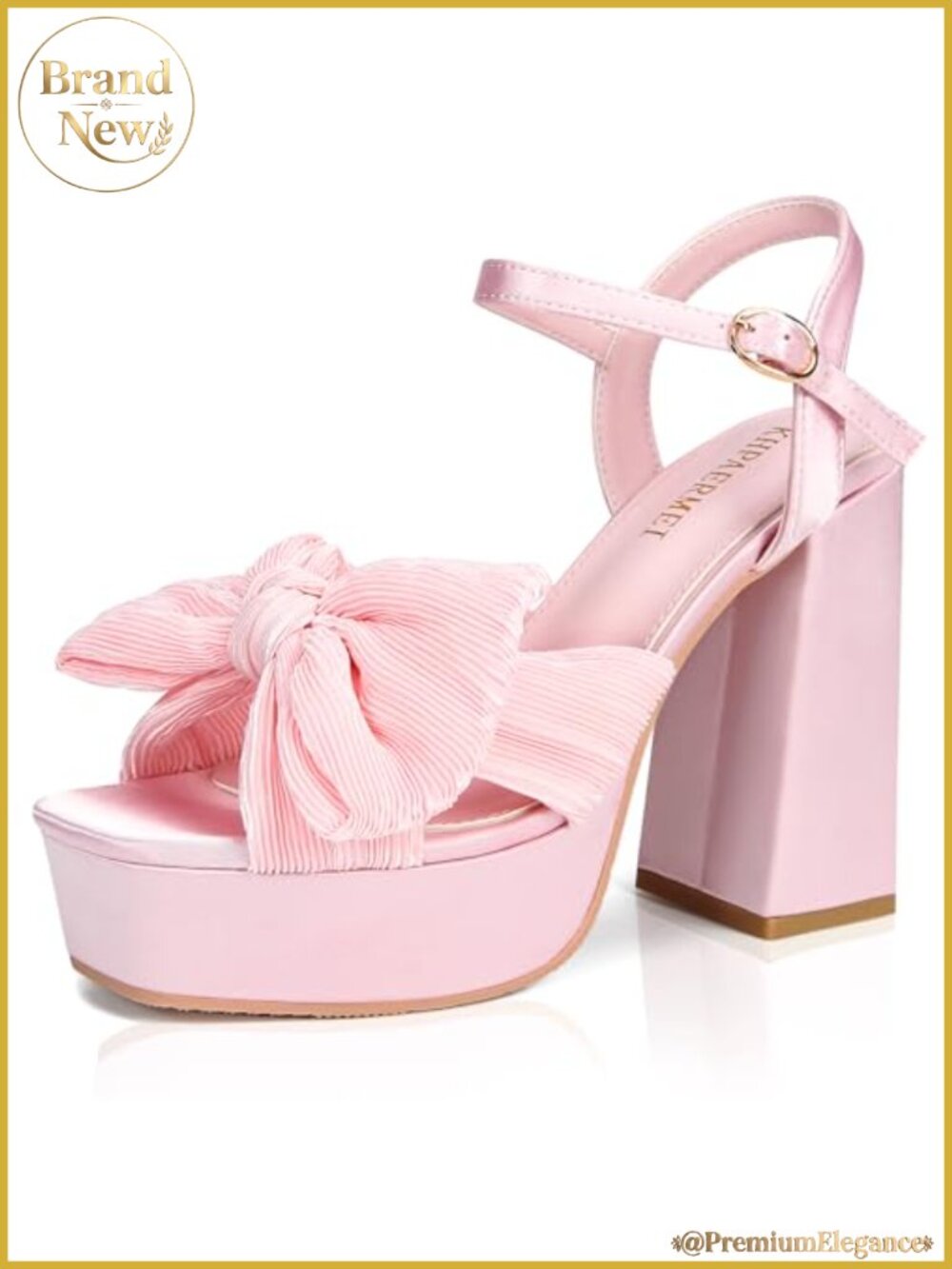 Platform Heeled Sandals Bow Knot Chunky Heels Open Toe Ankle Strap